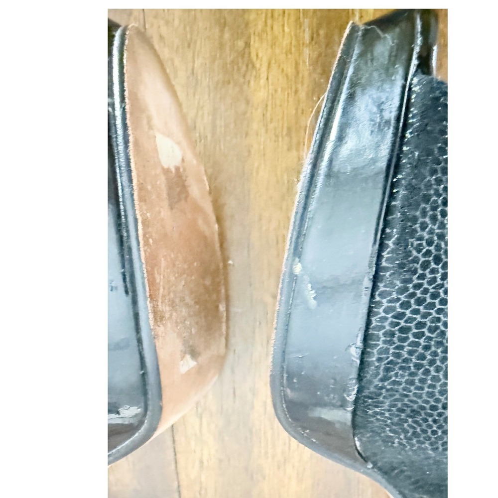 Antonio Melani Black Beaded Peep Toe Slingback Platform Heels Womens 8.5M - Picture 11 of 13